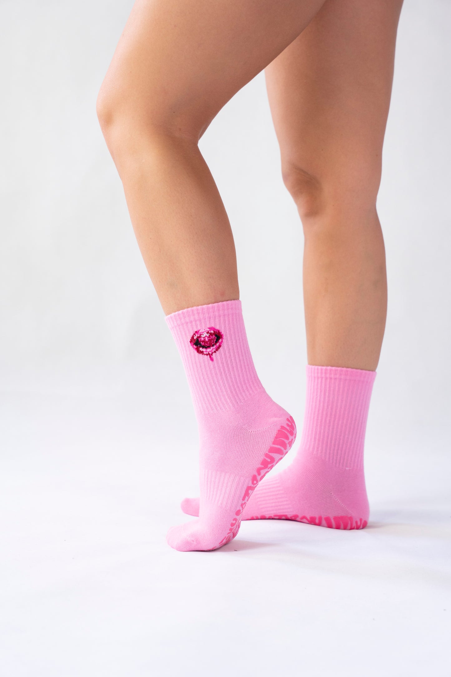 Jacquard Crew Grip Socks - Pink/Raspberry