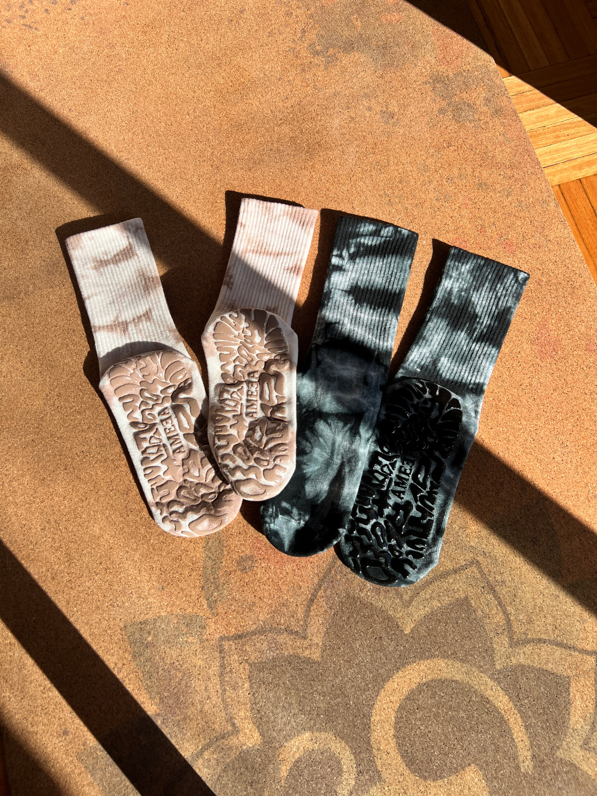 Marble Crew Grip Socks - Cream